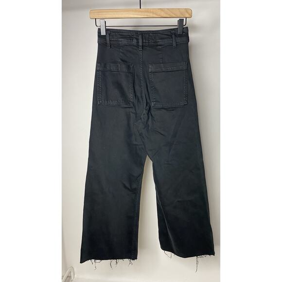 Zara The Marine Straight Jeans Wide Leg High Rise Women's 2 Black Pants Classic - Picture 4 of 5